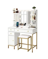 gaomon anity Desk with Mirror, Makeup Vanity Table with Chair & Charging Station