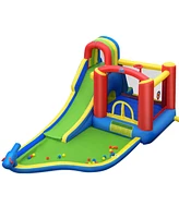 Gymax Inflatable Jungle Bounce House w/ Dual Slides Climbing Wall Jumping Area