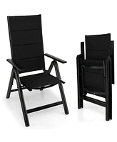 Gymax Patio Folding Chairs Lightweight Outdoor Dining Chairs w/ Padded Seat