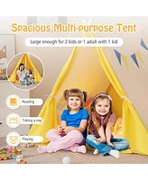 Gymax Kids Play Tent Triangular Kids & Toddlers Tent with Solid Wood Frame