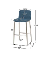 The Pop Home Set of 2 Modern Bar Stools with Stainless Steel Legs,High Chairs for Kitchen or Home Bar-The Pop Home