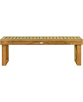 Gouun 52 Inch Acacia Wood Dining Bench with Slatted Seat