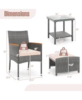 Gouun 5 Pieces Patio Conversation Set with Soft Cushions and Ottomans
