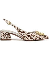 Franco Sarto Women's Racer Ornament Pointed Toe Block Heel Slingback Pumps