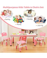 Gouun Kids Table and Chairs Set for 4 with Graffiti Desktop