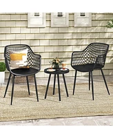 Gouun 3 Piece Patio Chair Set with Pp Seat and Tabletop for Porch