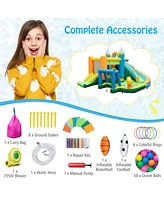 Gouun Inflatable Water Slide with Dual Slides and Splash Pool Bounce House with 735W Blower