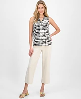 Anne Klein Women's Printed Sleeveless V-Neck Shell Top