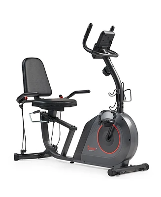 Sunny Health & Fitness Smart Corezy Recumbent Bike + Resistance Bands, 300LB w Free SunnyFit App Via Bluetooth - Sf-RB424006