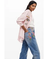 Desigual Women's Long denim pants with flowers