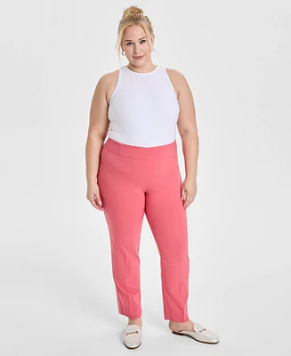 Jm Collection Plus & Petite Tummy Control Pull-On Slim-Leg Pants