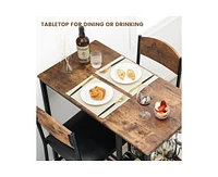 gaomon Dining Table Set for 2, Bar and Chairs 2 with Storage Shelf Wine Rack, Kitchen Upholstered