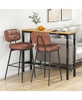 Gouun Set of 2 Bar Stools with Padded Seat and Footrest for Kitchen Island