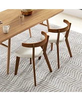 Gouun Wood Dining Chair Set of 2 with Padded Seat and Curved Back