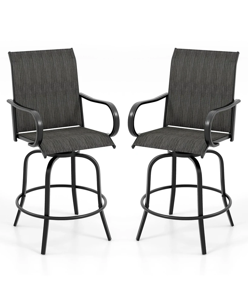 Gouun 2 Pieces 360 Rotating Bar Stool Set with Armrests for Patio