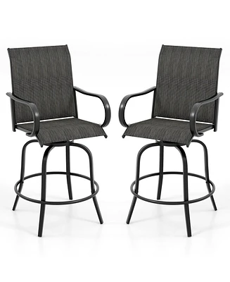 Gouun 2 Pieces 360 Rotating Bar Stool Set with Armrests for Patio