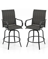 Gouun 2 Pieces 360 Rotating Bar Stool Set with Armrests for Patio