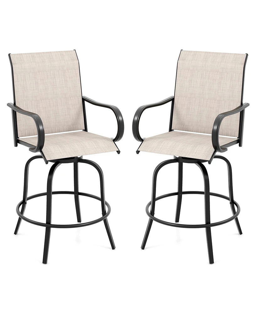 Gouun 2 Pieces 360 Rotating Bar Stool Set with Armrests for Patio