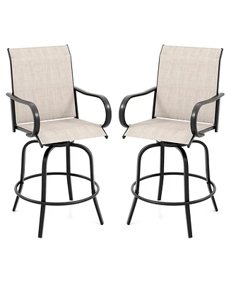 Gouun 2 Pieces 360 Rotating Bar Stool Set with Armrests for Patio
