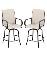 Gouun 2 Pieces 360 Rotating Bar Stool Set with Armrests for Patio