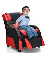 Gouun Kids Youth Pu Leather Gaming Sofa Recliner with Headrest and Footrest