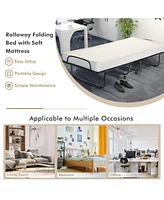 Gouun Rollaway Folding Bed with Memory Foam Mattress and Sturdy Metal Frame Made in Italy