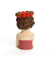 LuxenHome Lady Strawberries Ceramic 11.4-Inch Tall Sculpture Vase