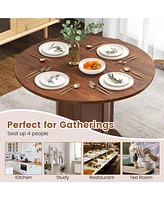 Gouun Round Dining Table with Pedestal Base for 4-6 People