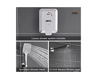 Casainc 10 Inch Wall Mounted Square Shower System Set with Handheld Spray