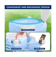 SereneLife 20-Liter Outdoor Portable Toilet with Extra Large Seat, Moonwhite