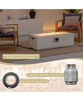 Gouun 42 Inch 50 000 Btu Rectangle Terrazzo Fire Pit Table with Pvc Cover