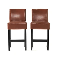 The Pop Home Set of 2 Modern Counter Stools,Soft Upholstered Seat for Kitchen & Dining-The