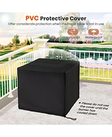 Gouun 29 Inch Propane Rattan Firepit Table with Lava Rocks and Protective Cover