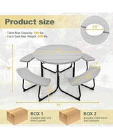 Gouun 8-Person Outdoor Picnic Table and Bench Set with Umbrella Hole