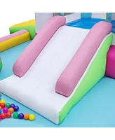 Gouun Inflatable Bounce House Bouncy Castle with Slide and Obstacle and Ball Pit with 480W Blower