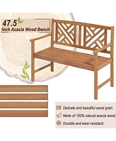 Gouun 2-Person Wooden Outdoor Bench with Cozy Armrest and Backrest