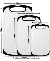 Belwares Cutting Boards for Kitchen, Plastic Chopping Board Set of 3 with Non-Slip Feet and Deep Drip Juice Groove, Easy Grip Handle, Bpa Free, Dishwa