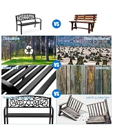 Gouun Outdoor Furniture Steel Frame Porch Garden Bench