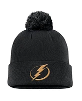 Fanatics Men's Black Tampa Bay Lightning Military Appreciation Cuffed Knit Hat with Pom