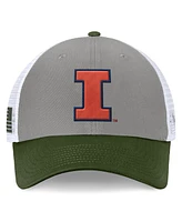 Top of the World Men's Gray/Green Illinois Fighting Illini Oht Military Appreciation Badge Trucker Adjustable Hat