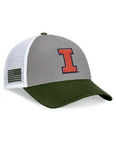 Top of the World Men's Gray/Green Illinois Fighting Illini Oht Military Appreciation Badge Trucker Adjustable Hat