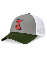 Top of the World Men's Gray/Green Illinois Fighting Illini Oht Military Appreciation Badge Trucker Adjustable Hat