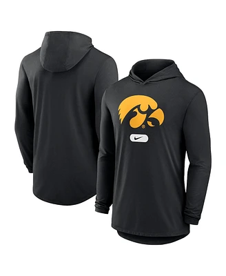 Nike Men's Black Iowa Hawkeyes Lightweight Performance Long Sleeve Hoodie T-Shirt