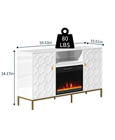 Boyel Living 23 inches Electric Fireplace Tv Stand Media Consoles