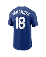 Nike Men's Yoshinobu Yamamoto Royal Los Angeles Dodgers 2024 World Series Champions Name Number T-Shirt