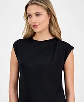 Anne Klein Women's Pleated Cap-Sleeve Top