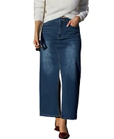 Cupshe Women's Blue Denim Split Hem Maxi Skirt