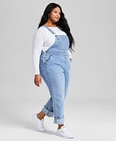 And Now This Plus Size Cuffed Denim Overalls, Exclusively at Macy's