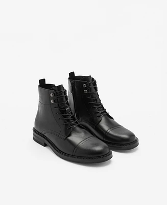 Mango Men's Lace-Up Leather Ankle Boots