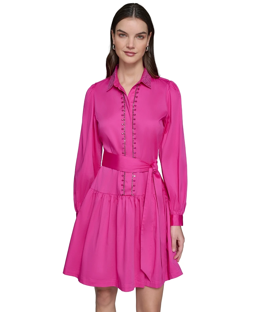 Karl Lagerfeld Paris Women's Embellished Shirt Dress